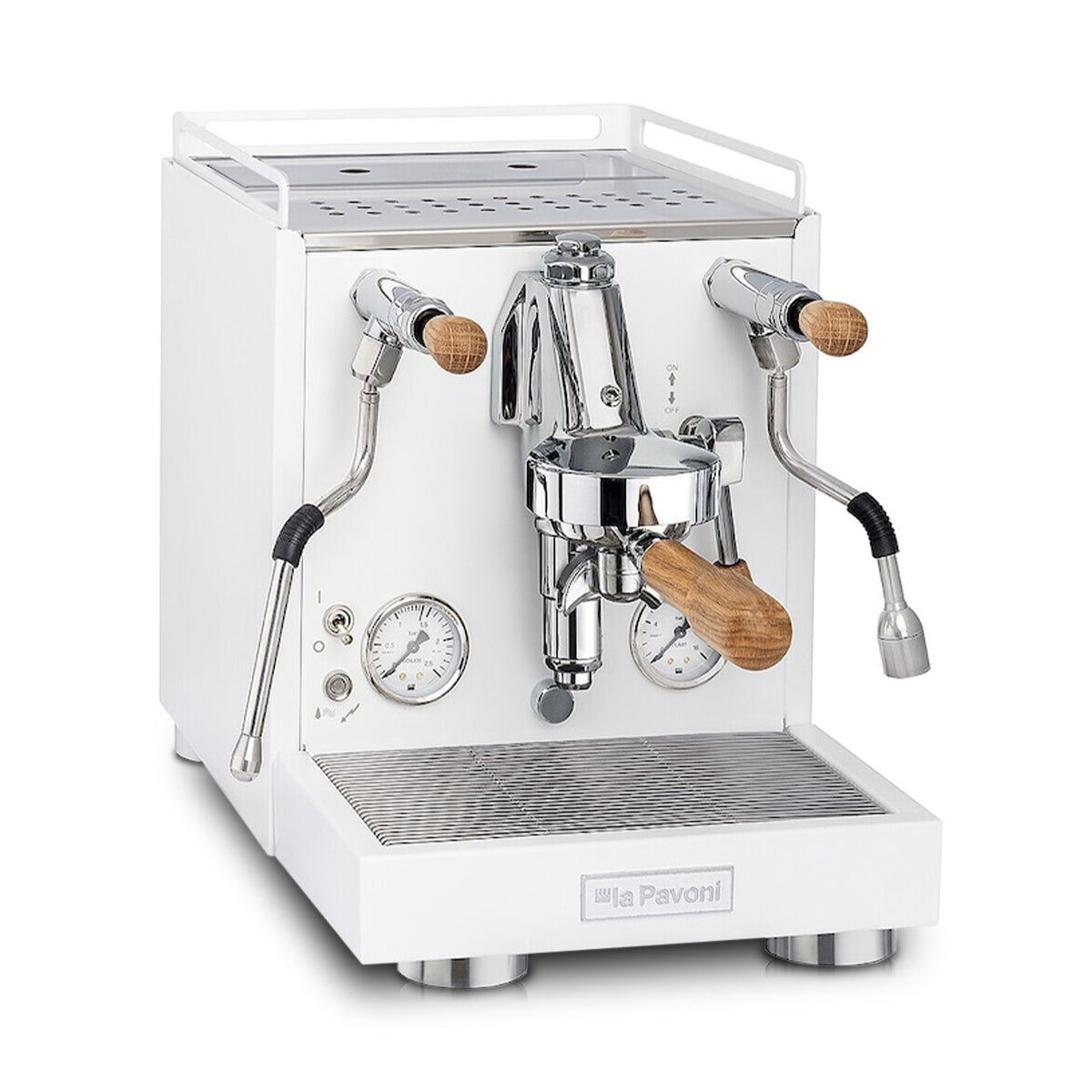 La Pavoni Cellini Evolution (Matte White W/ Oak Handles) (Open Box/Serial#960682)