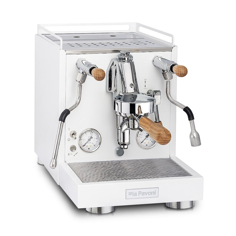 La Pavoni Cellini Evolution (Matte White W/ Oak Handles) (Open Box/Serial#960682)