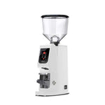 White coffee grinder with clear top on a white background