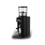 A black Bravo coffee grinder with a clear bean hopper and silver metallic accents, shown on a clean white background.