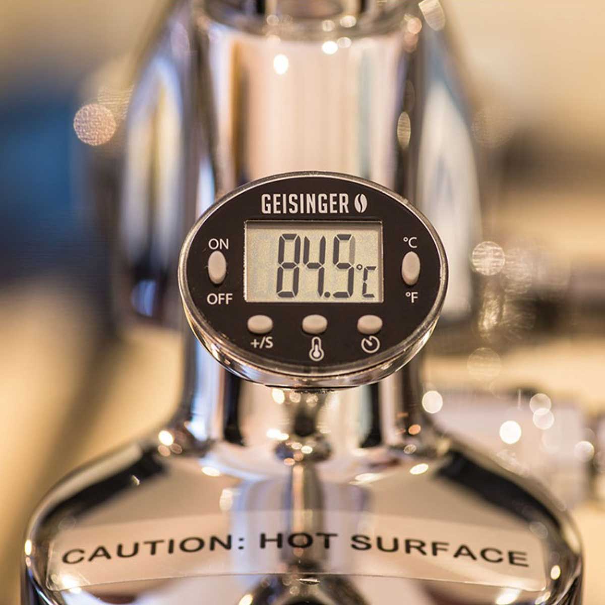 E61 Shot timer with precise thermometer, encasement polished stainless steel
